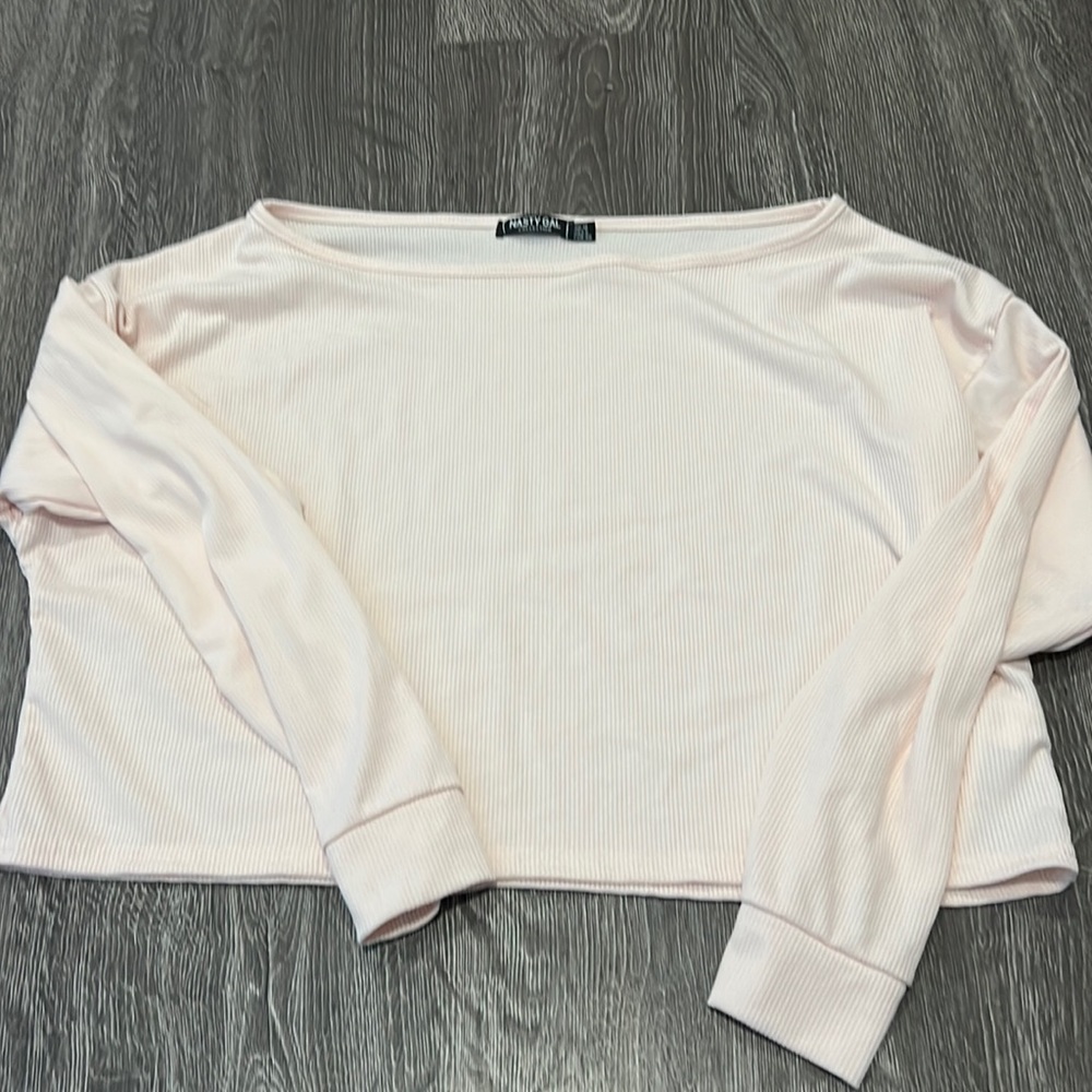 Nasty Gal pink ribbed top